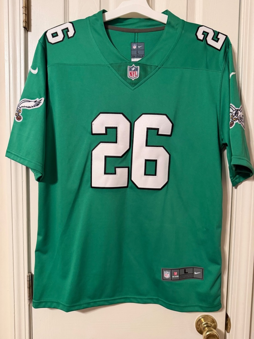 Nike Men’s Green #26 Football Jersey with White Numbers